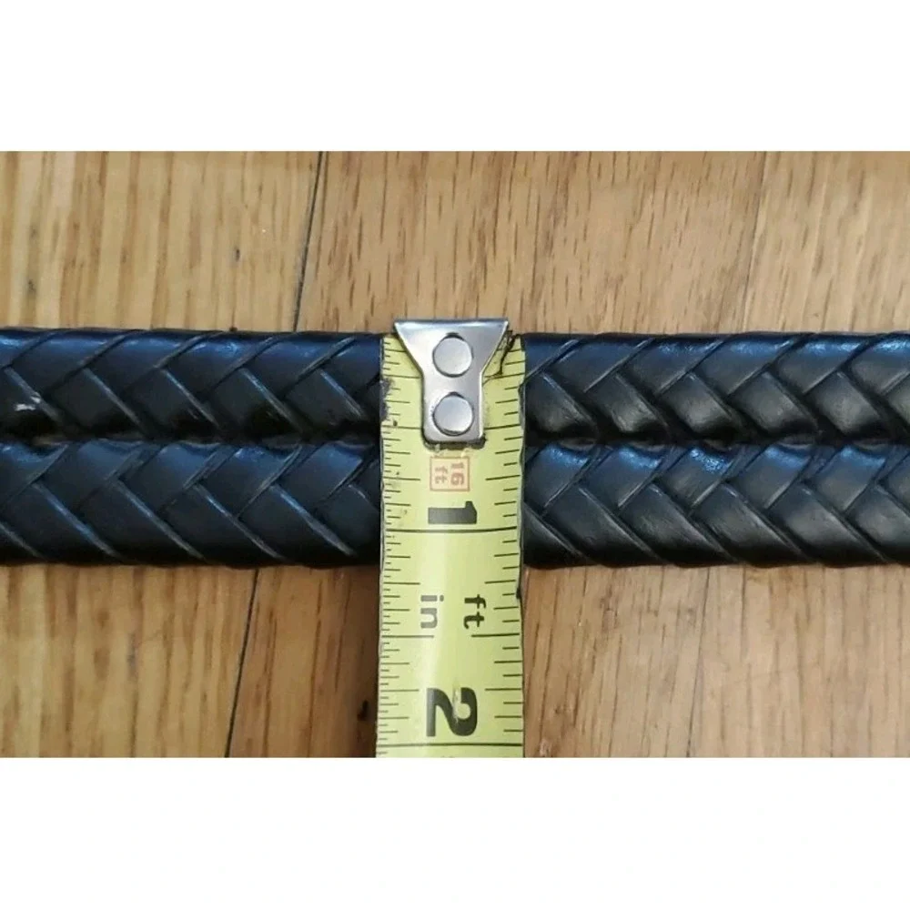 Lot Of 2 FOSSIL Mens Braided Brown & Black Leather Belts 34 Distressed